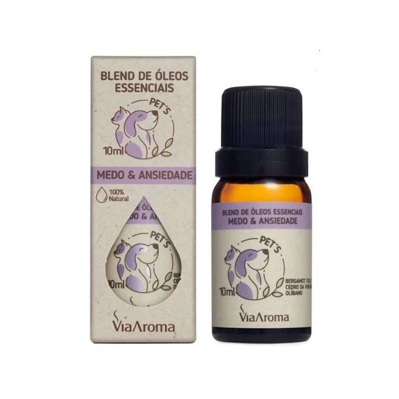 Blend de Óleos Essenciais Pets Medo e Ansiedade 10ml Via Aroma